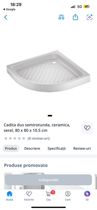 Cadiță duș Serel  80/80/10’5