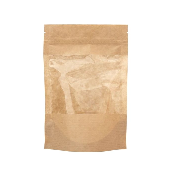 Пакет Дой-пак 100*185 бумажный с замком зип лок с окошком 70мм