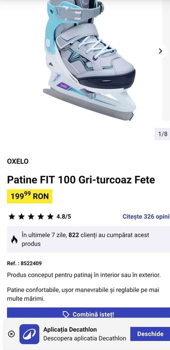 Patine de gheata pentru copii copil Oxelo FIT marime nr 29 30 31 32