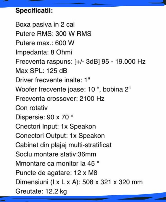 Boxe dB arena 10 nu rcf fbt dynacord