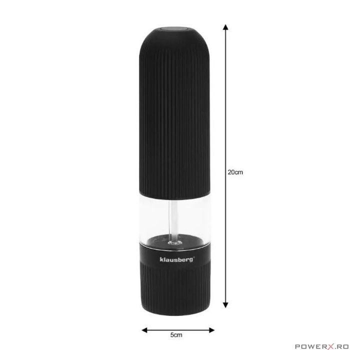 Rasnita pentru sare si piper, neagra, electrica, Klausberg