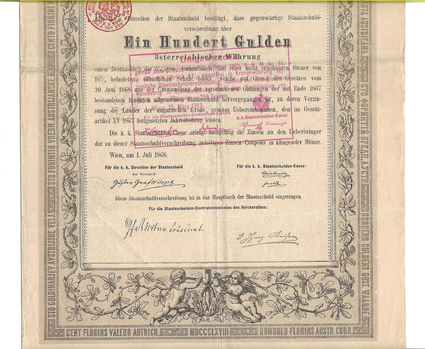 Super actiune veche titlu de valoare din anul 1868 secolul 19 Austro Ungaria inscriptionat si in limba romana ideal cadou