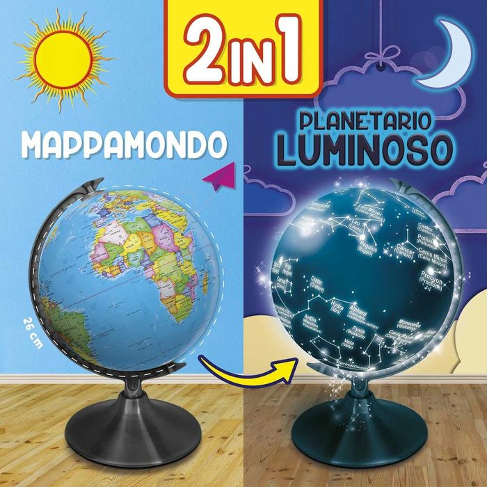 Голям Светещ глобус Нощ и ден планетариум с държави звездни съзвездия