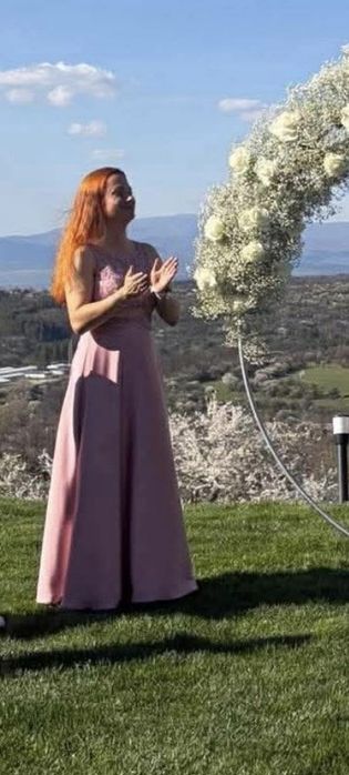 Бална рокля Laona, пепел от рози, 36 размер, 140 см дължина