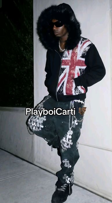 Y2K British flag zip distressed print