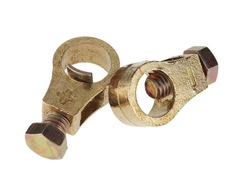 месингови клеми за акумулатор комплект + и  - 2броя, 12/24v макс. ...