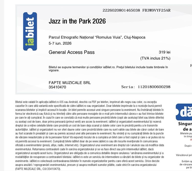 Vand 2 bilete la Jazz