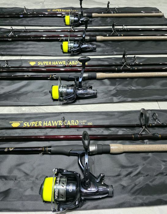 SET 4 Lansete Crap Diamant Alb 3.90 4.0Lbs din 3 Tronsoane + 4 Mulinete YC 6000 8+1Rulmenți Echipate cu Fir 0.28mm