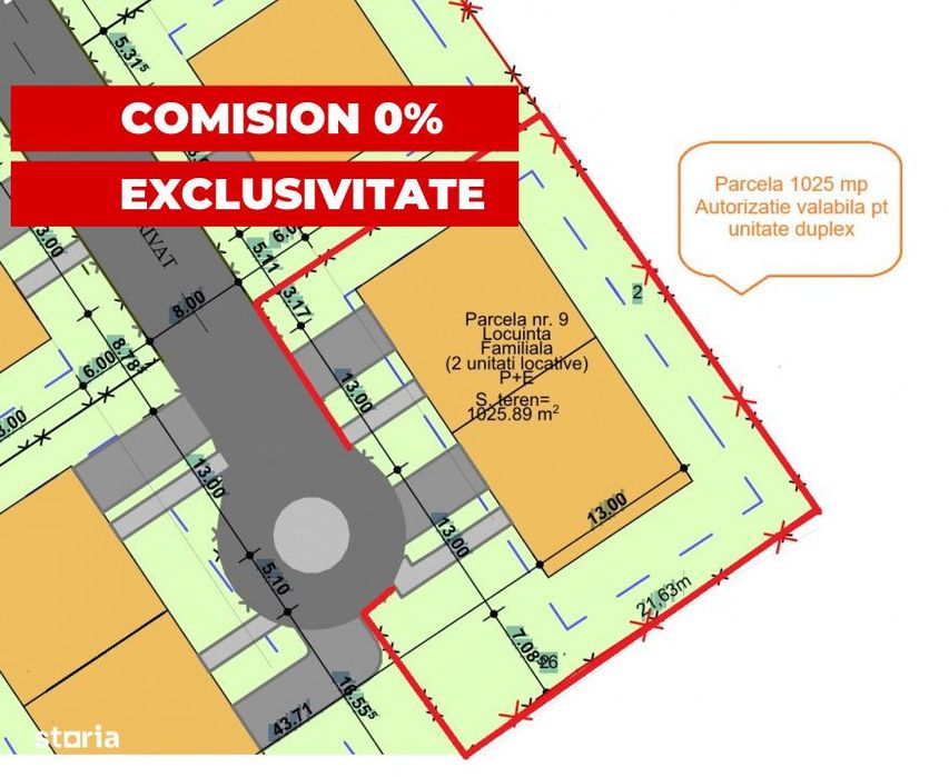 COMISION 0% | Teren 1.025 mp | PUZ si Autorizatie Duplex | Corusu |