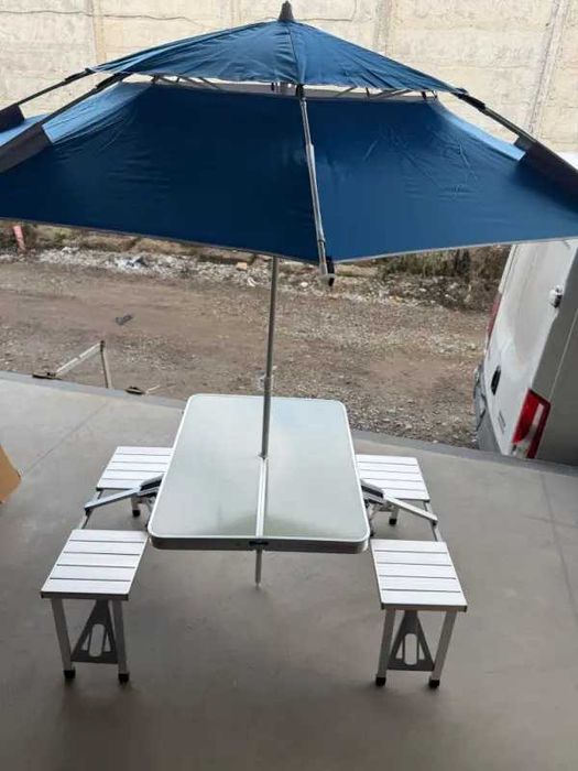 ПРОМО!! Сгъваема маса и столове, за 4 души, За пикник и къмпинг, Алуминиева