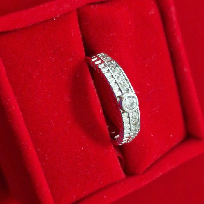 GR86,inel placat aur alb 14k,logodna, zirconiu alb, reducere 20%