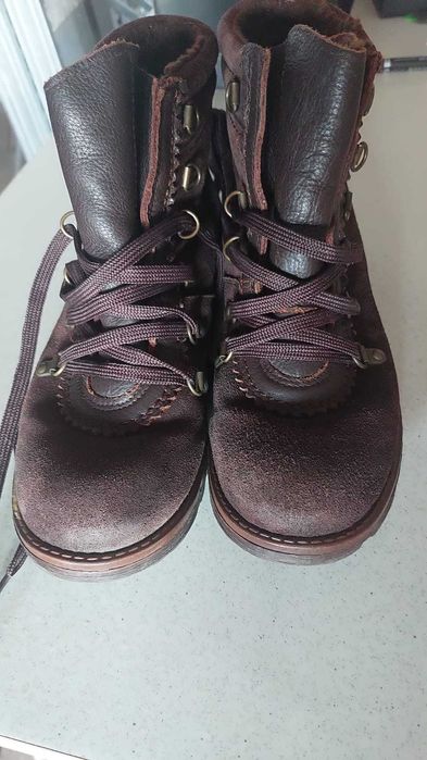 bocanci dama piele intoarsa maro toamna / iarna