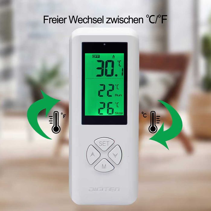 Priză wireless cu termostat digital și telecomandă – Alb