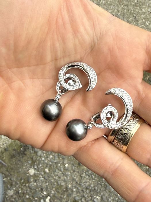 Cercei Aur 18k cu Diamante si perla - model unicat - ca noi