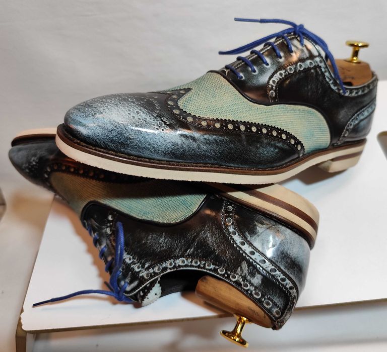 Pantofi oxford 41.5 42 de lux Harris lucrati manual piele naturala