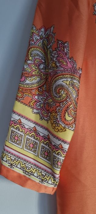 Оранжева рокля H&M, S, сатениран ефект