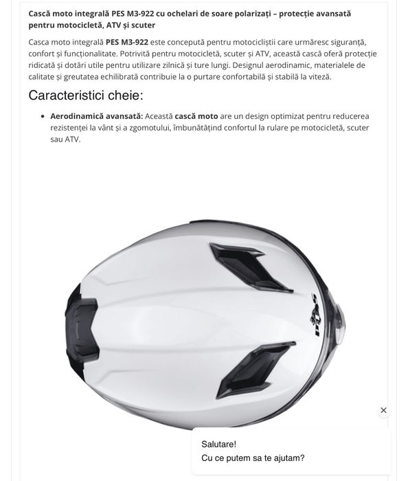Casca moto  integrala , full face , M3 922 , certificari de siguranta , purtata f putin ,