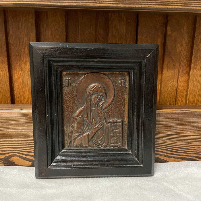 Икона Дева-Мария Дерево Медь