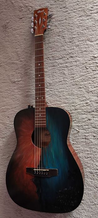 Chitara Hand Painted Electro Acustica Cort Pictura Manuala Unicat