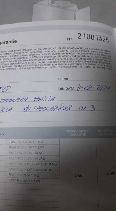 Vand iunkers gaz Ariston
