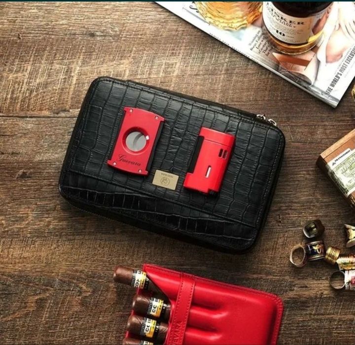 Gevara преносим Хумидор За Пури в комплект с Запалка и  Ножица