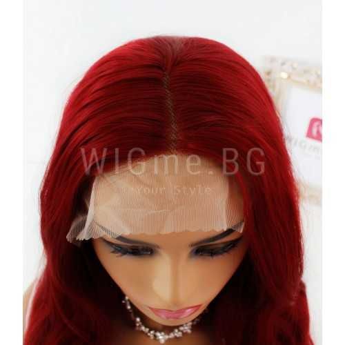 НОВА дълга червена на вълни перука ЛЕЙС ФРОНТ Летиша