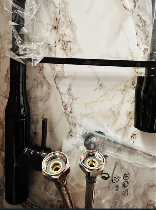 Vand Baterie bucătărie, metal negru periat