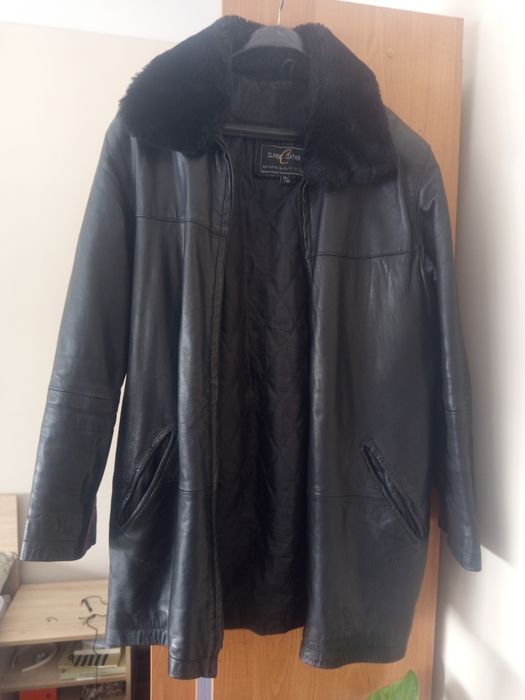 Дамско черно яке от естествена кожа XL р.