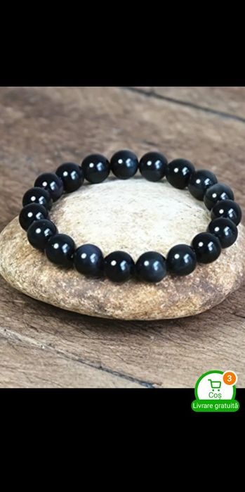 Brățară  eleganta și sexi din margele de obsidian unisex,bijuterie
