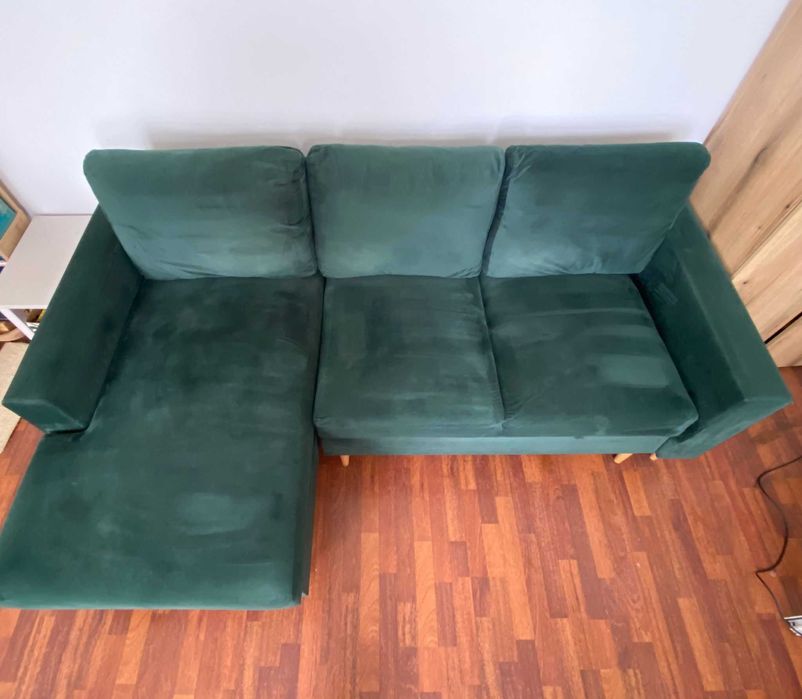 Canapea Coltar extensibila catifea verde