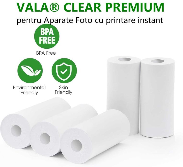 Set 5 role hartie imprimanta VALA CLEAR PREMIUM aparate foto instant