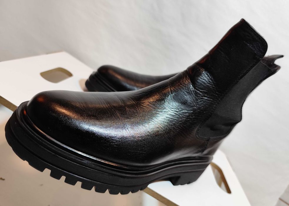 Ghete chelsea 39 39.5 plain toe Lav Artigianale piele naturala moale
