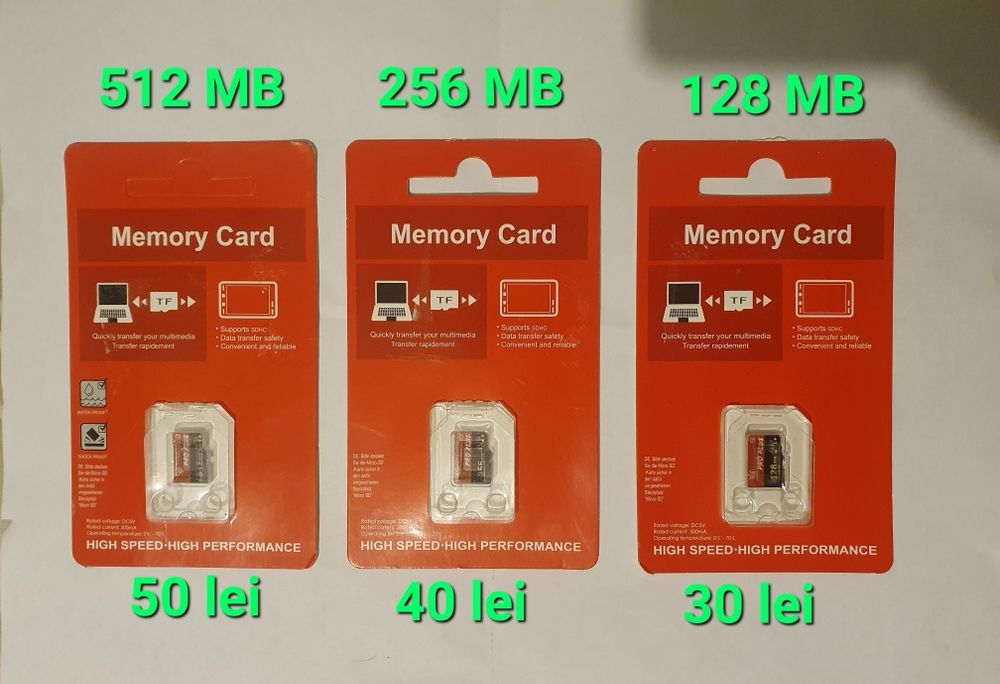 Carduri Memorie de : 128 MB/256 MB/512 MB