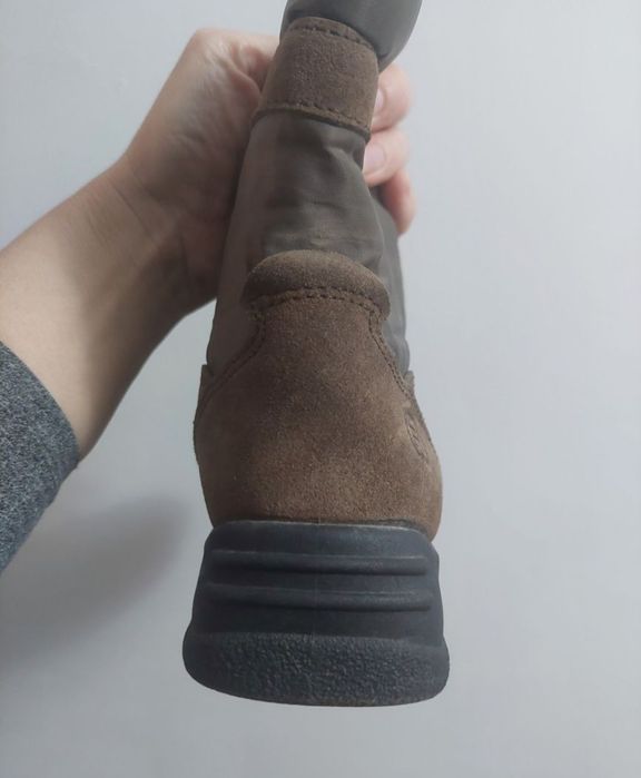 Ghete piele naturală întoarsă și fâș, mărime 37 (4UK)