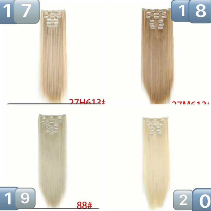 6 реда Комплект коса на редове с клипс екстеншъни 60см Термоустойчива