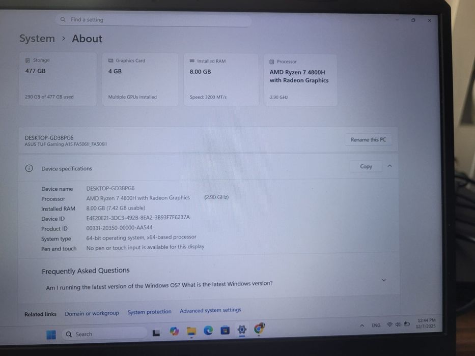 Laptop Asus Tuf Gaming A15