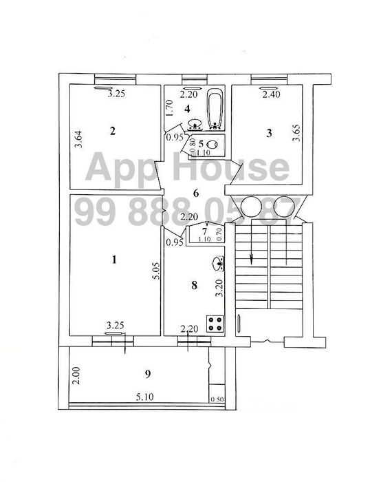 3-ех комнат 3/4/4, Тузель 1, Галантерейка, 77-серия кирпич 68м*