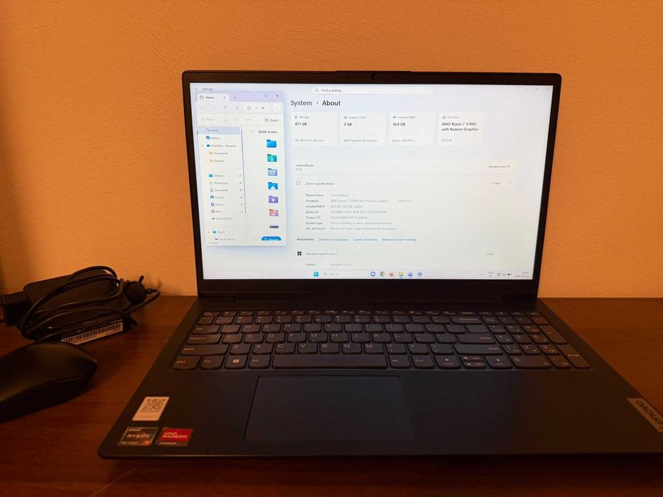 Lenovo Ryzen 7 5700U 16GB RAM SSD 512 Laptop Business Rapid + Win 11