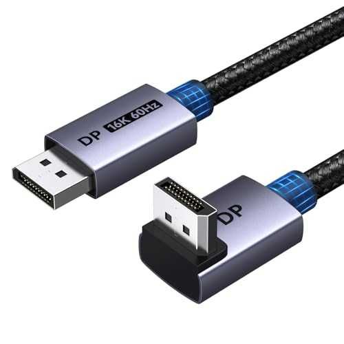 Нов UGREEN DisplayPort кабел 16K 80Gbps 90° L-образен конектор FreeSync G-Sync HDR за гейминг монитор
