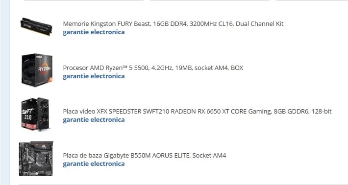 Pc Gaming RX 6650 XT 32gb RAM 3200 MHz foarte bine intretinut!