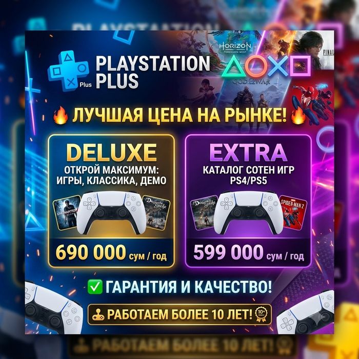 Подписка PS Plus Deluxe, Extra, EA Play