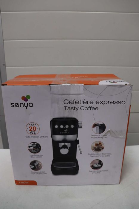 Кафемашина Senya Tasty 20 бара, кафе машина за еспресо и капучино 1300 W, термоблок, разпенител за мляко, автоматично изключване