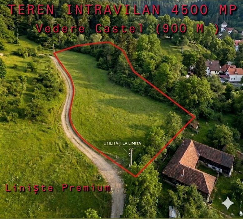 Vedere către Castelul Bran -  Teren Intravilan 4500 MP Bran -  900 m distanță Castel Bran - Liniște Premium -