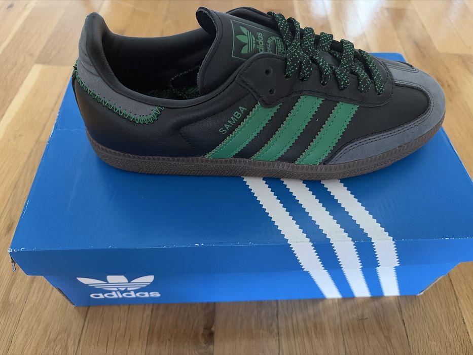ADIDAS SAMBA OG W Core Black/ Green/ Grey, естествена кожа