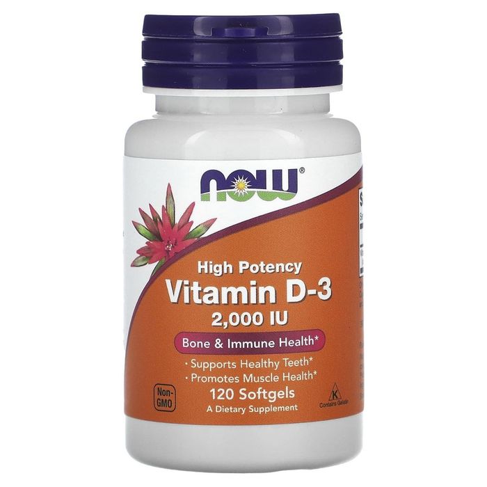 D3,2000IU,витамин Д3. Now.120 Softgels