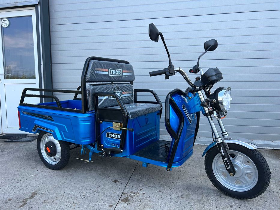 Triciclu electric verde Green Army Thor City Eco Blue Sky Red Agramix