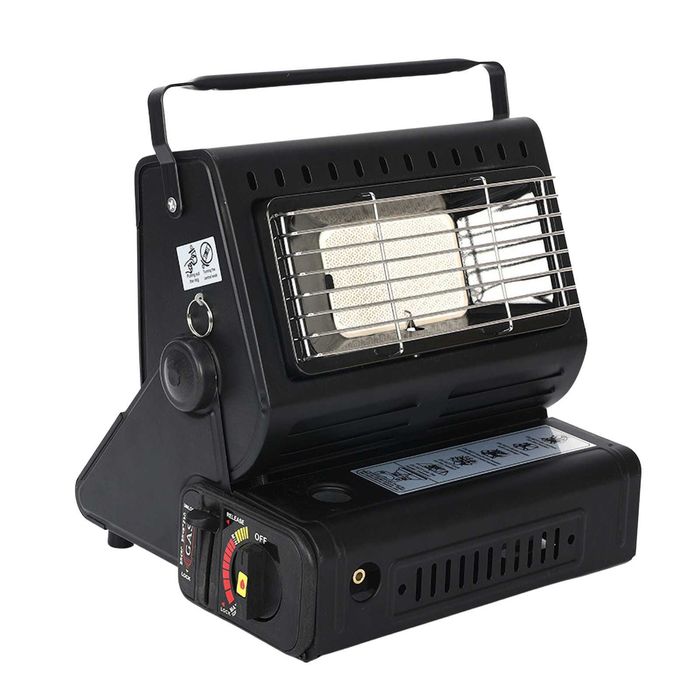 Газова печка+ котлон, Пиезо запалване, 2 в 1, Черен цвят