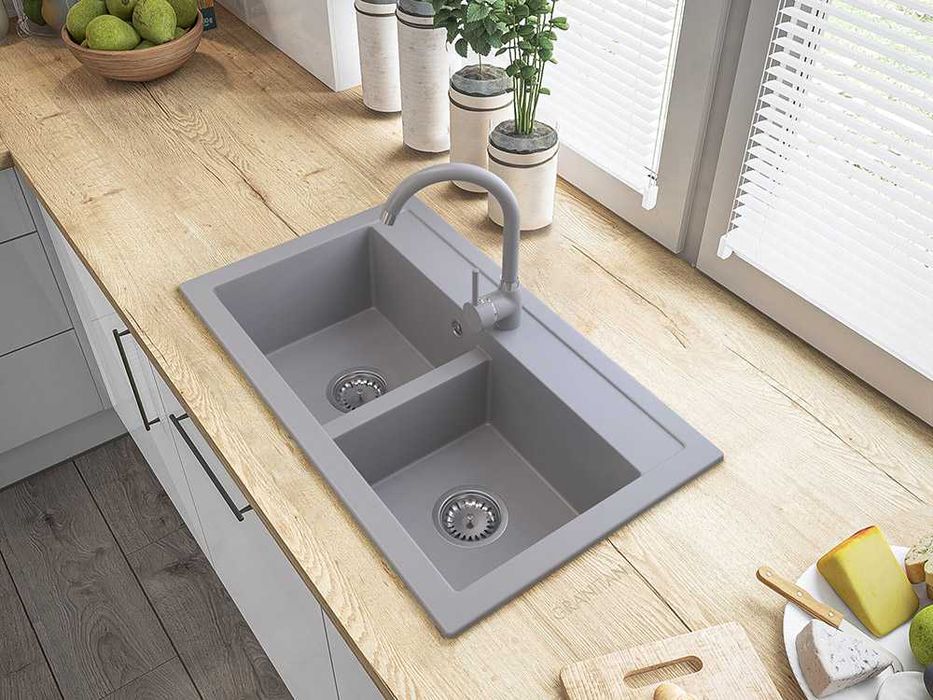 Мултифункционална гранитна мивка с 2 корита Granitan Duet 75см