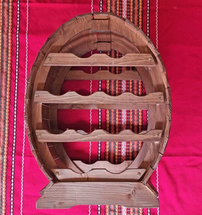 Дървена поставка за Вино с форма на Буре 8, 12, 20 бутилки етажерка