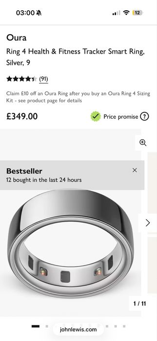 Oura Ring 4 size 9 silver • NOU / SIGILAT •